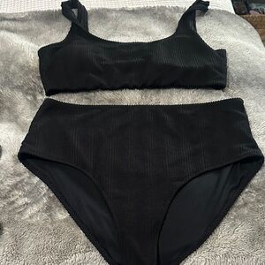 Black Ribbed Bikini Set